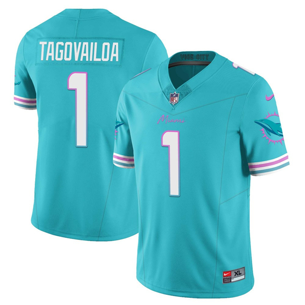 Men's Miami Dolphins #1 Tua Tagovailoa Aqua 2023 F.U.S.E Alternate Vapor Limited Stitched Football Jersey